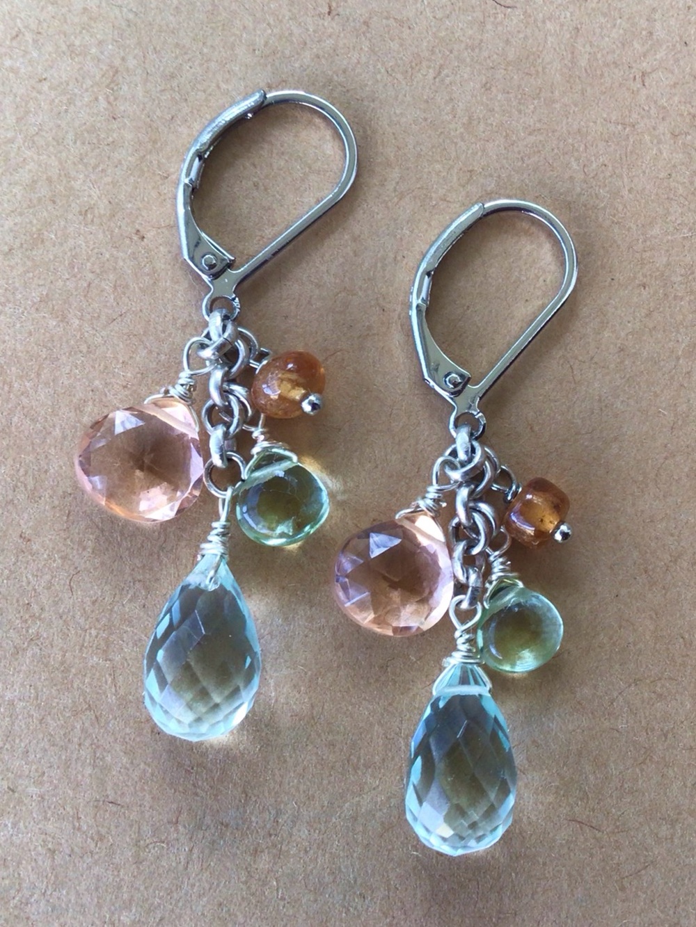 Sundance Charm Sterling Silver earrings aquamarine morganite prasiolite
